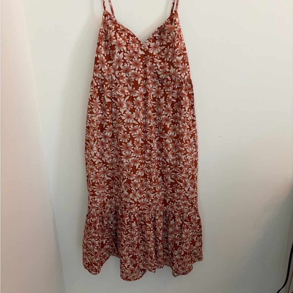 GAP Rust and White Floral Smocked Dress